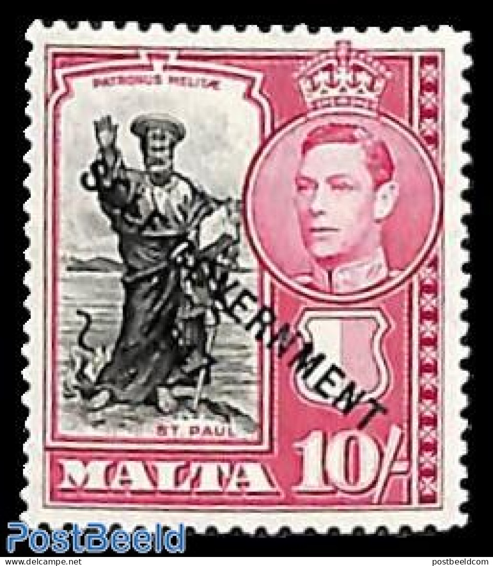 Malta 1948 10sh, Stamp Out Of Set, Unused (hinged) - Malta