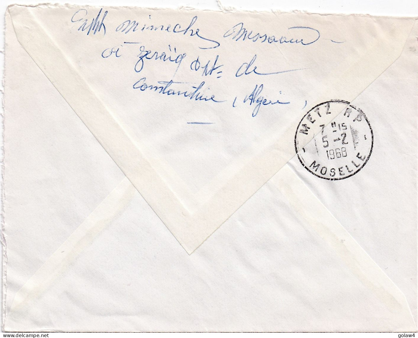 36842# ALGERIE LETTRE RECOMMANDE Obl ZERAIA CONSTANTINE 1968 MILA Pour METZ MOSELLE - Algerije (1962-...)