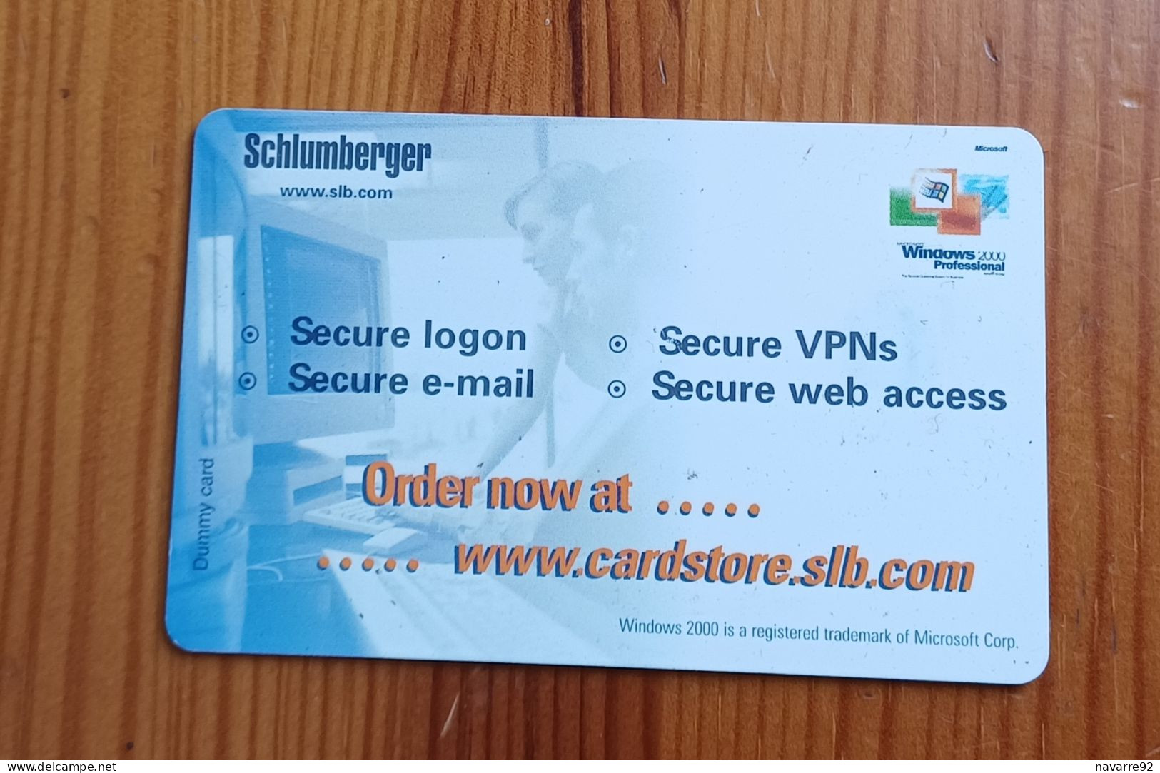 JOLIE ET ANCIENNE CARTE A PUCE SCHLUMBERGER WINDOWS 2000 B.E !!! - Cartes De Salon Et Démonstration