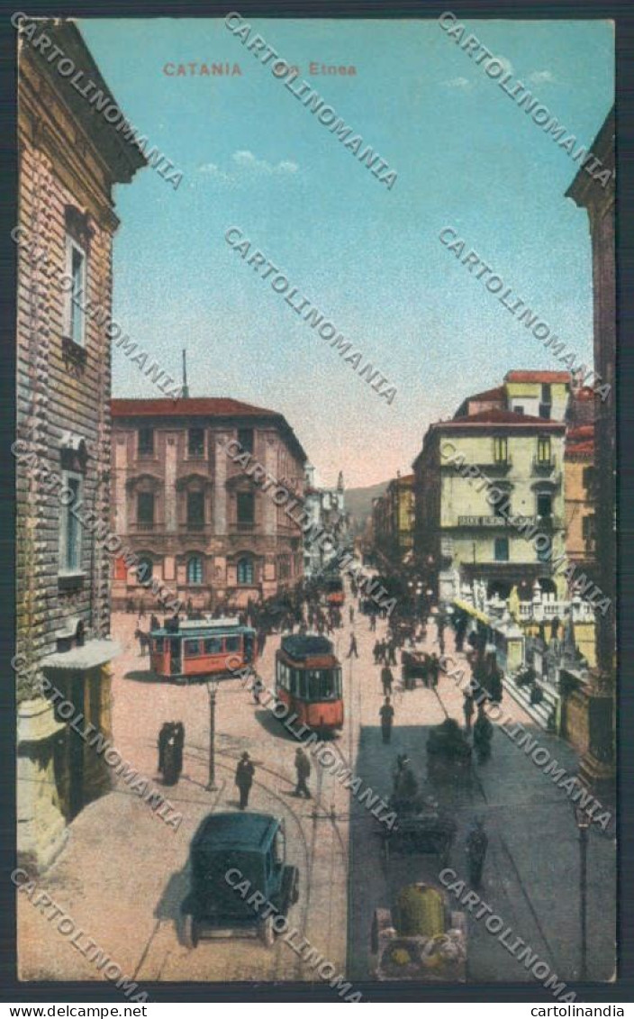 Catania Città Via Etnea Tram Cartolina ZB9085 - Catania