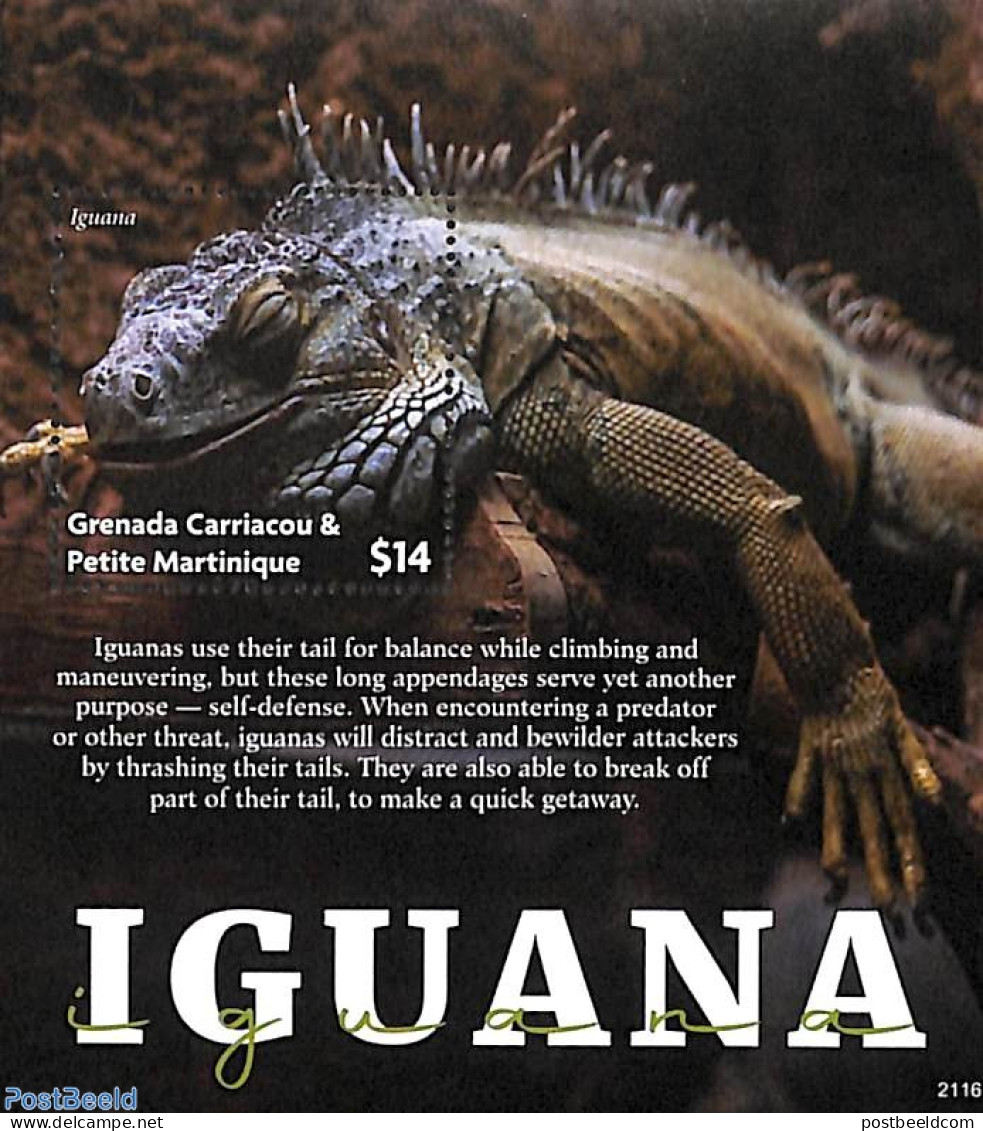 Grenada Grenadines 2021 Iguana S/s, Mint NH, Nature - Reptiles - Grenada (1974-...)