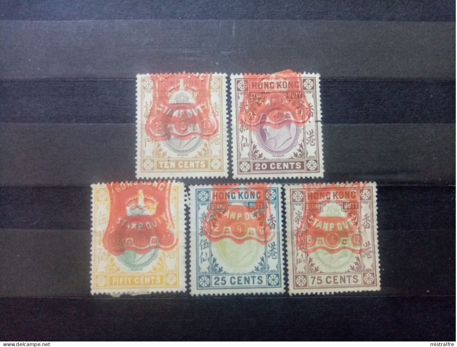 HONG KONG. 1902 - 1911. Edouard VII . Lot De 5 Timbres FISCAUX . - Gebraucht