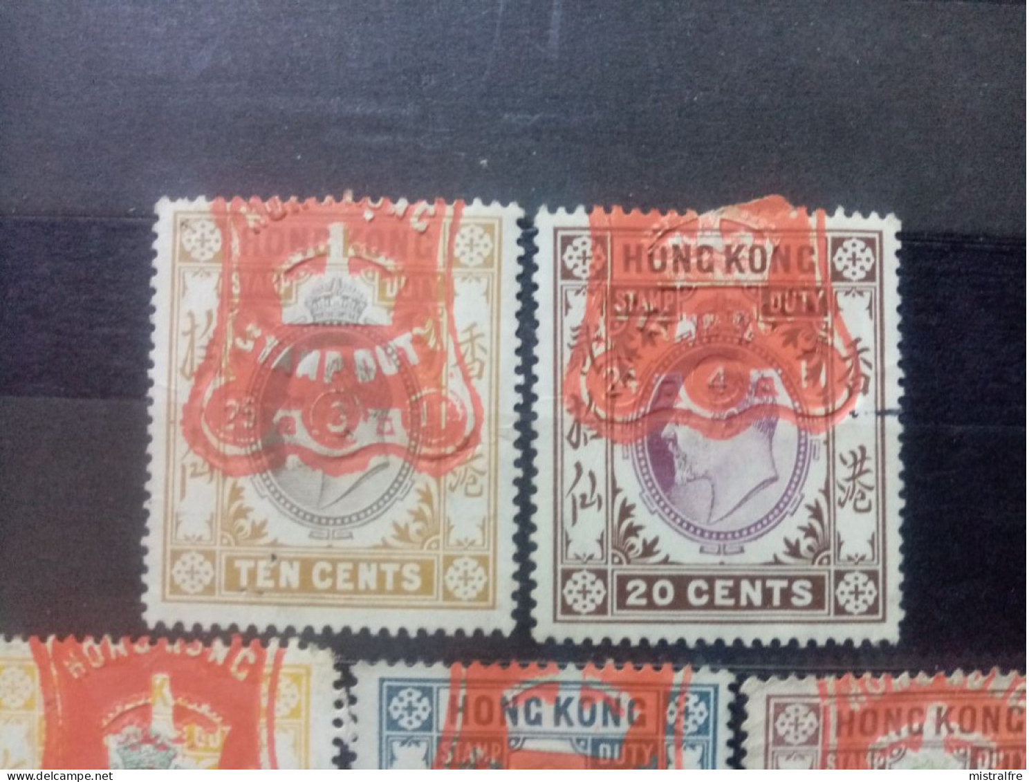 HONG KONG. 1902 - 1911. Edouard VII . Lot De 5 Timbres FISCAUX . - Usati