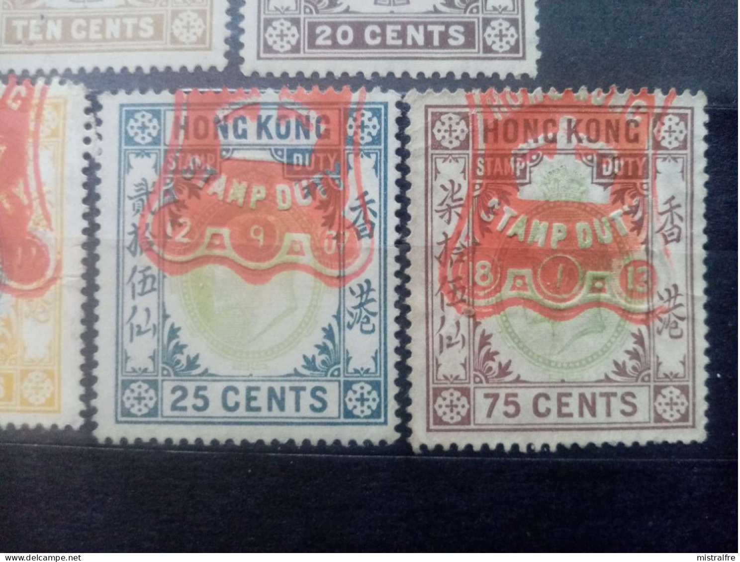 HONG KONG. 1902 - 1911. Edouard VII . Lot De 5 Timbres FISCAUX . - Usati