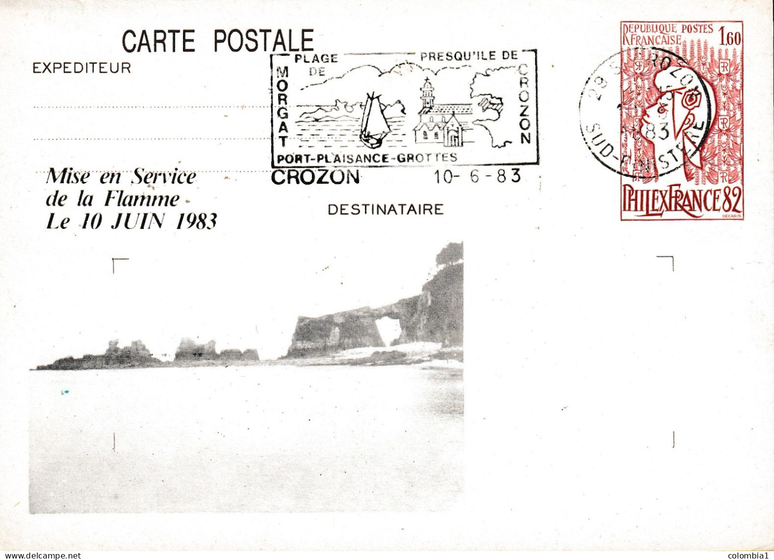 Carte Postale ENTIER  CROZON 10 JUIN 1983 - Brieven En Documenten