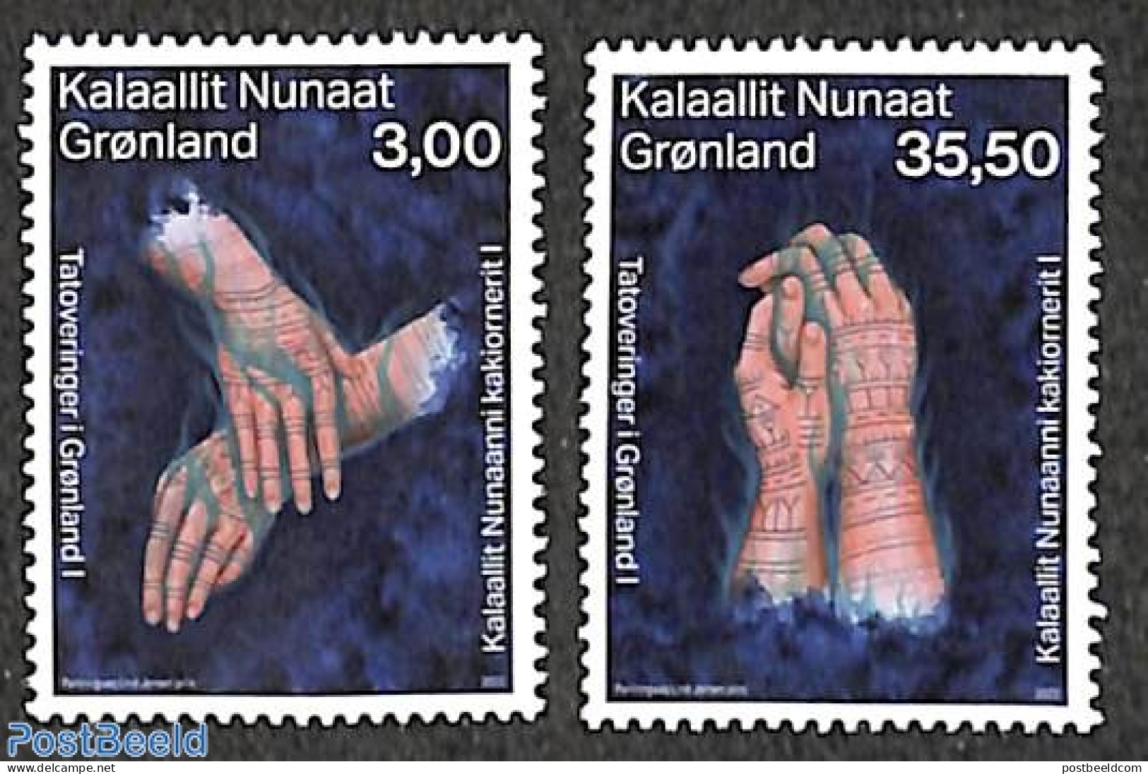 Greenland 2022 Tattoo Art 2v, Mint NH, Art - Tattoos - Unused Stamps