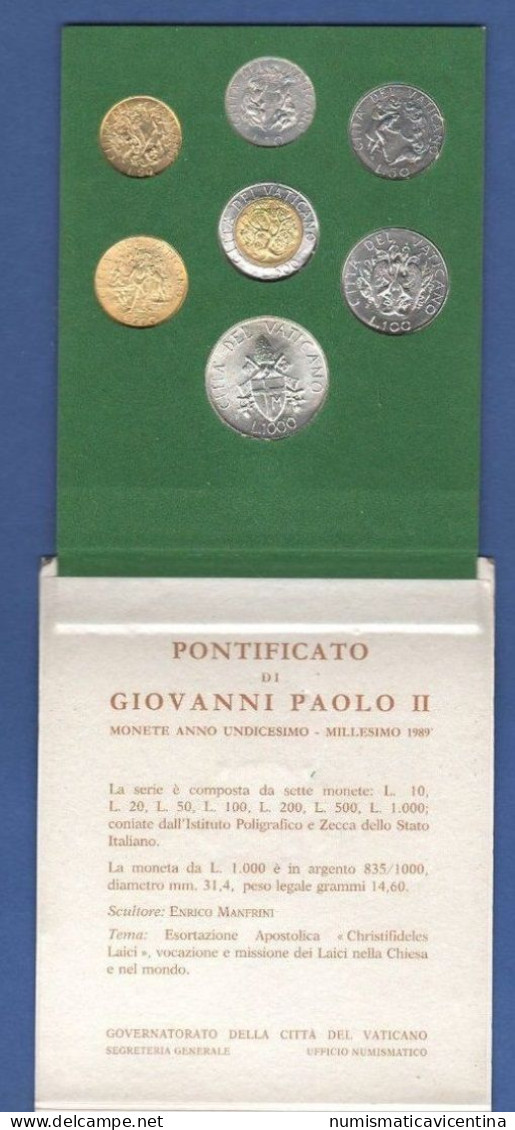 Vaticano Serie 1989 Wojtyla Pope Vatikan City UNC Divisionale 7 Valori - Vatican