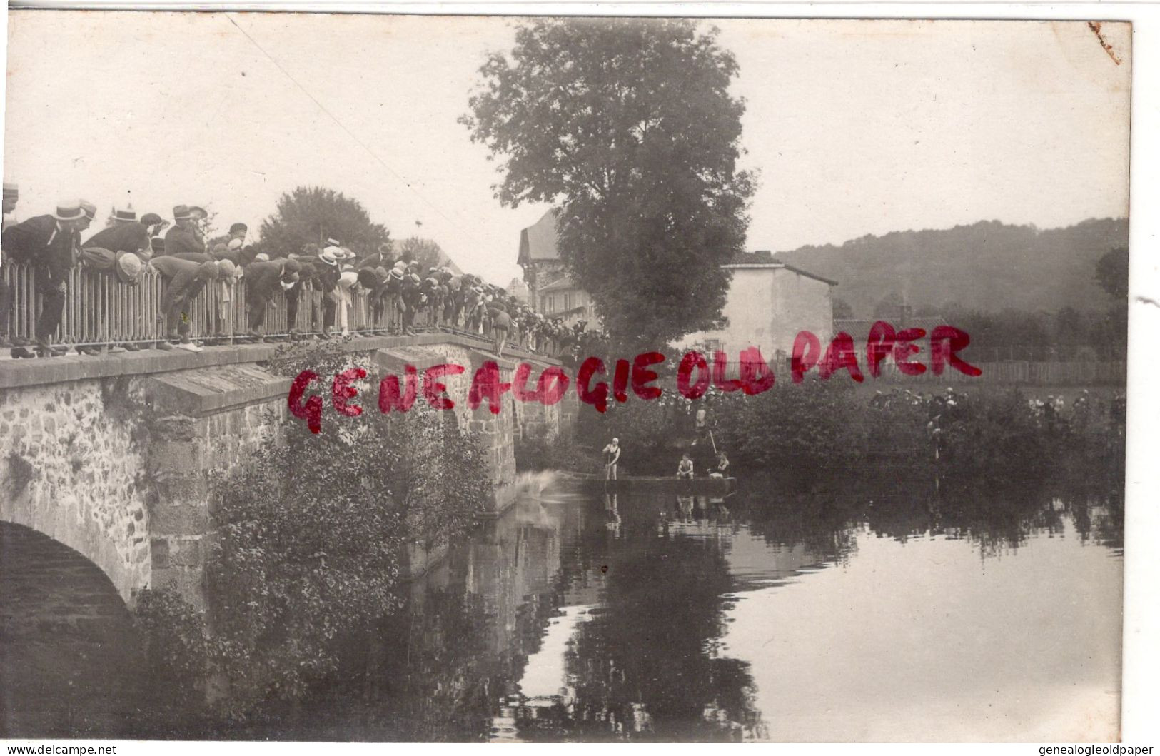 87- ST SAINT PRIEST TAURION - FRAIRIE DU 15-8-1922- PONT NATATION JEUX NAUTIQUES  -  RARE CARTE PHOTO BOUDEAU - Saint Priest Taurion