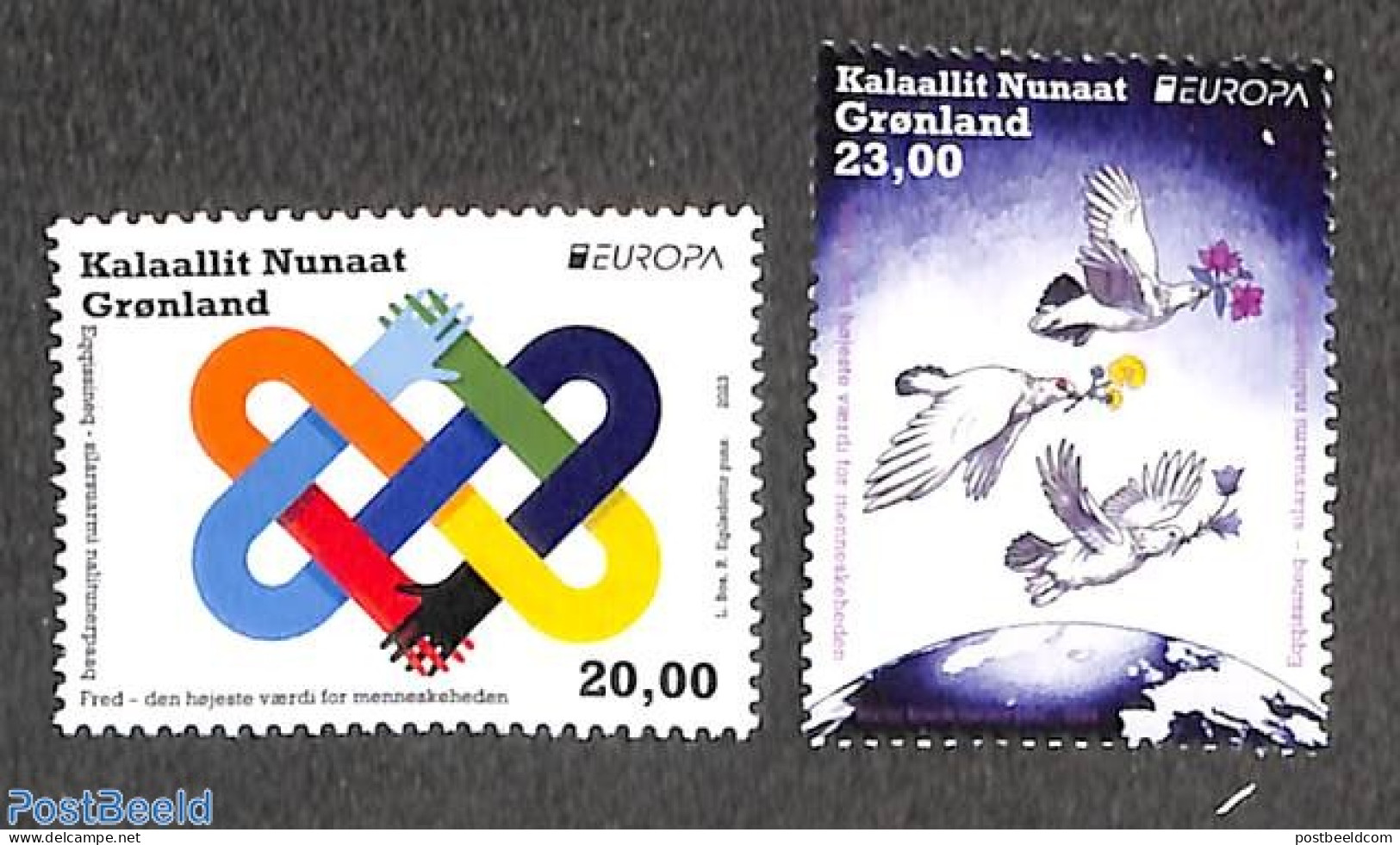 Greenland 2023 Europa, Peace 2v, Mint NH, History - Nature - Various - Europa (cept) - Peace - Birds - Joint Issues - Nuovi