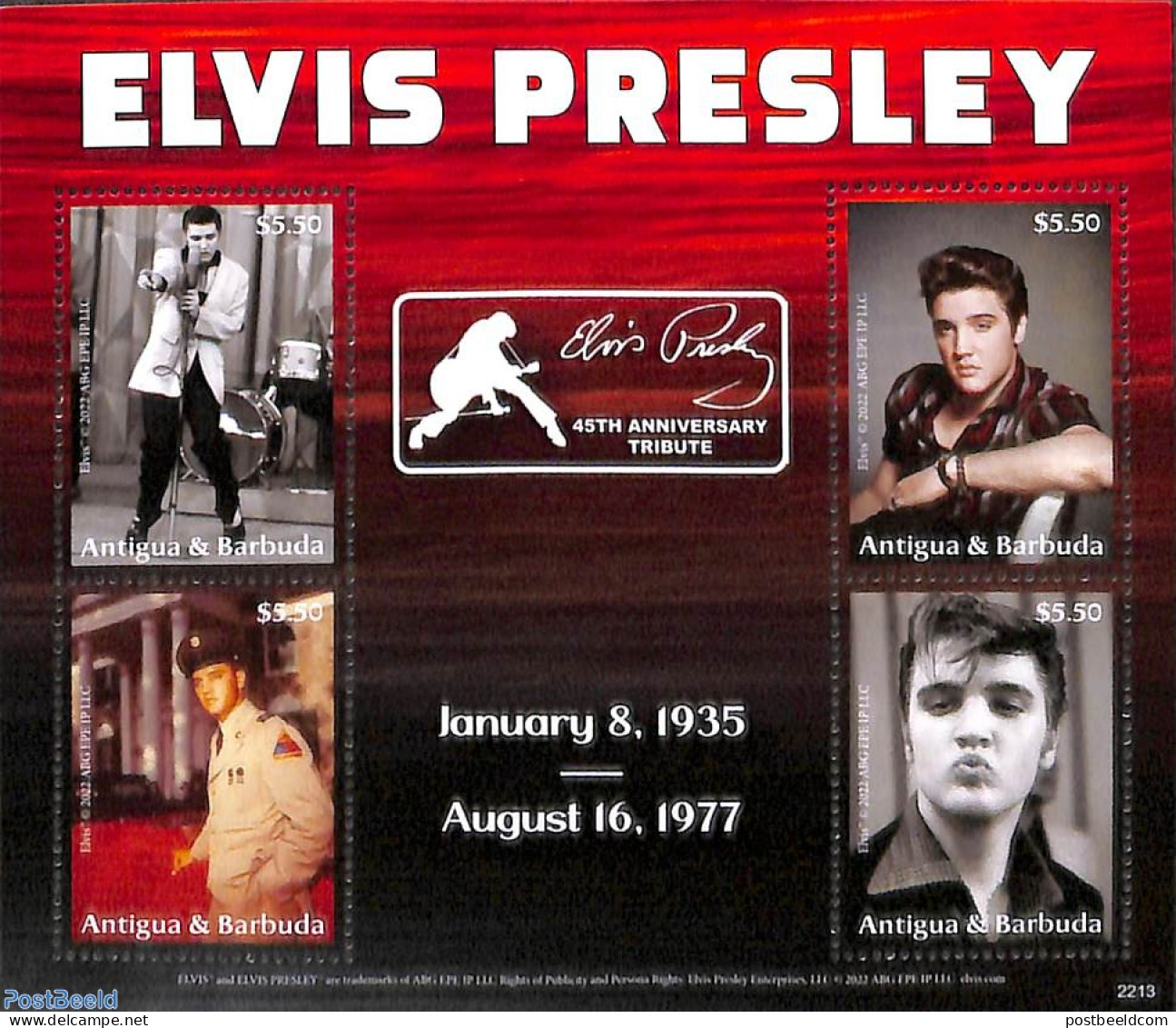 Antigua & Barbuda 2023 Elvis Presley 4v M/s, Mint NH, Performance Art - Elvis Presley - Music - Popular Music - Elvis Presley