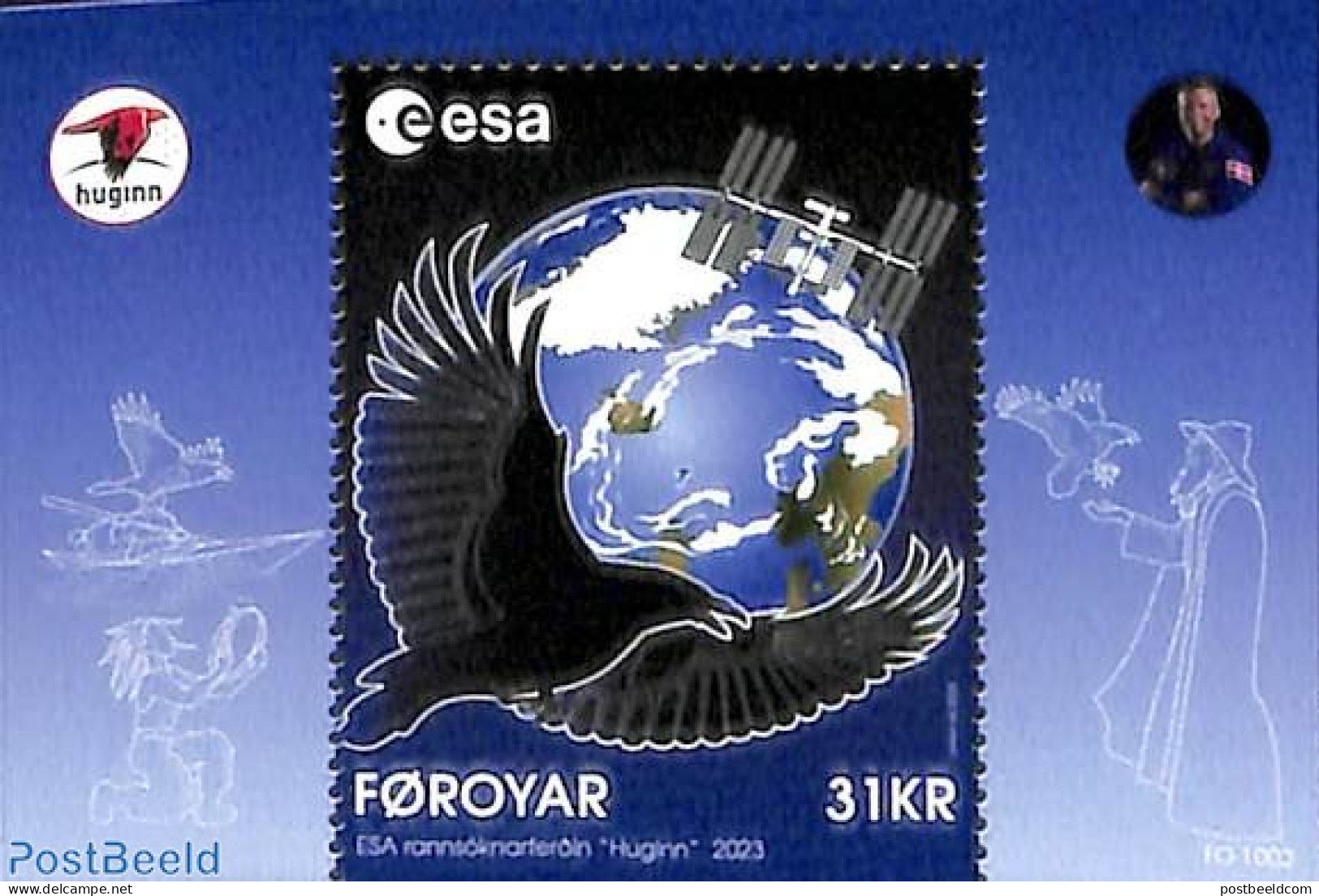 Faroe Islands 2023 Mission Huginn S/s, Mint NH, Nature - Transport - Various - Birds - Space Exploration - Maps - Geography