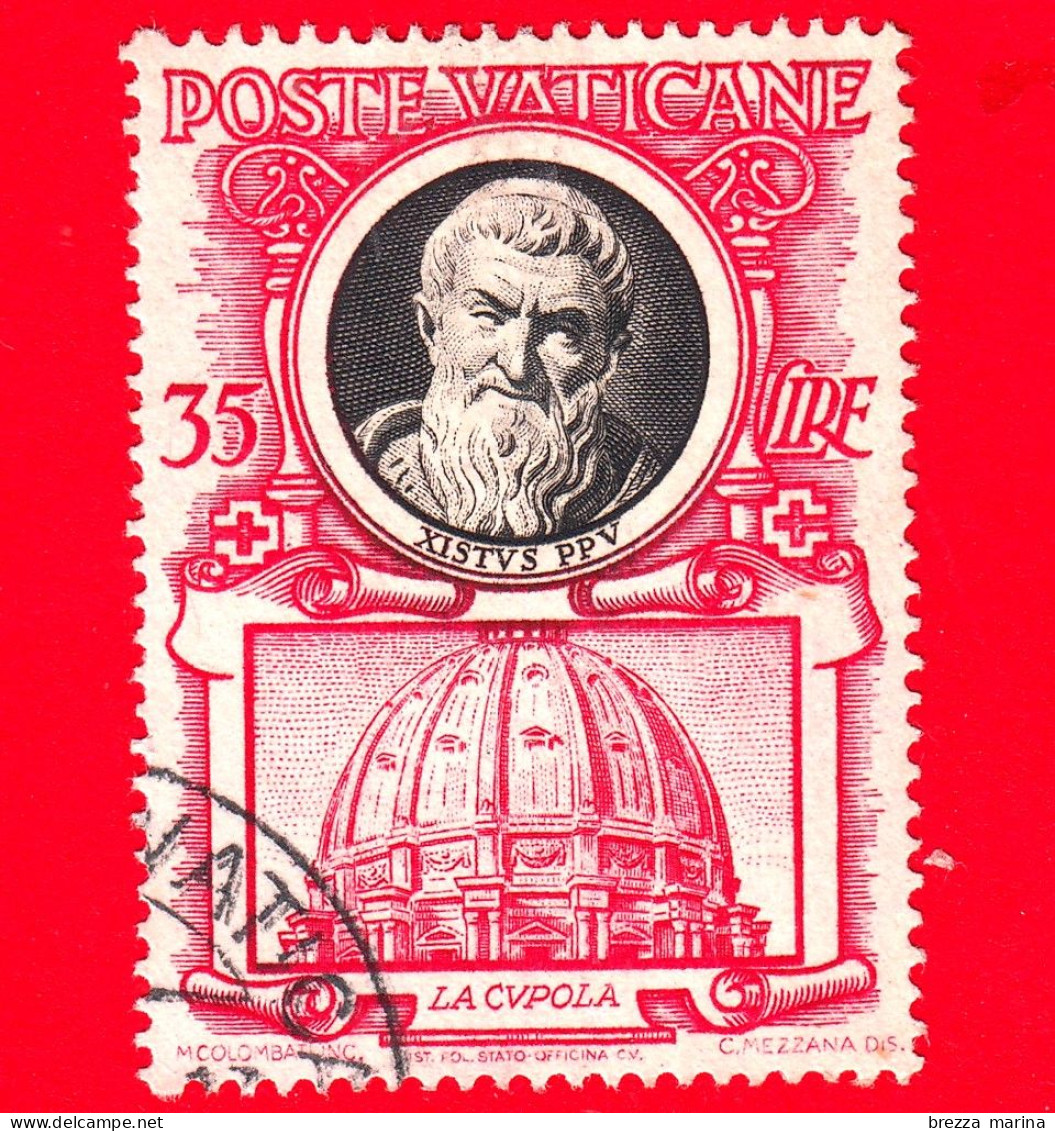 VATICANO - Usato - 1953 - Pontefici - Sisto V - 35 - Oblitérés