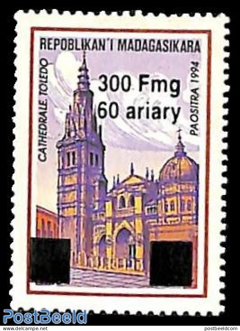 Madagascar 1998 Toledo 1v, Overprint, Mint NH, Religion - Churches, Temples, Mosques, Synagogues - Eglises Et Cathédrales
