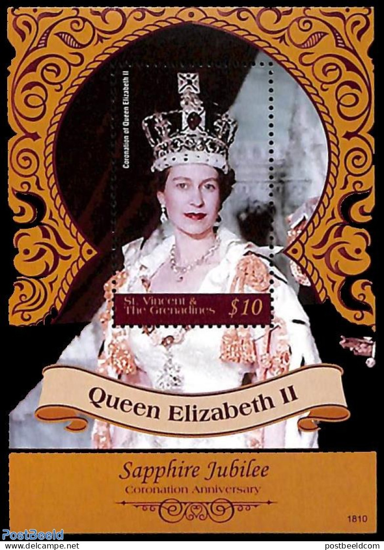 Saint Vincent 2018 Queen Elizabeth II, S/s, Mint NH, History - Kings & Queens (Royalty) - Case Reali