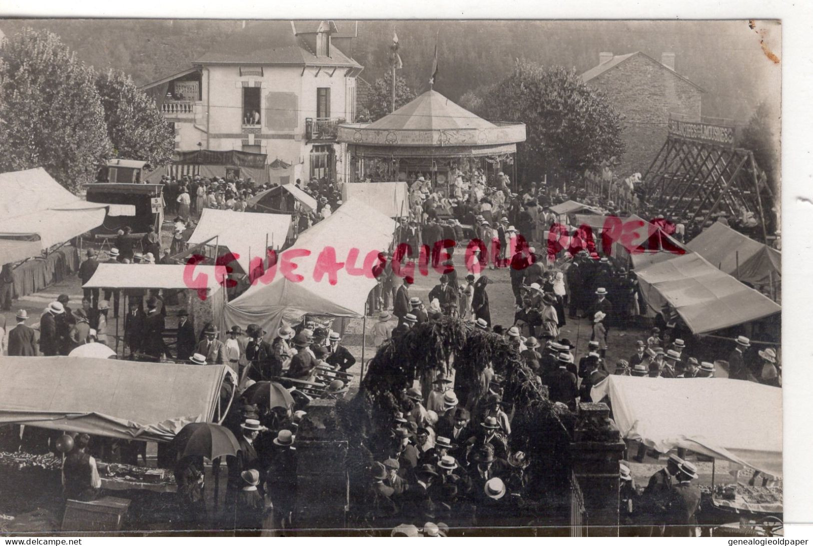 87- ST SAINT PRIEST TAURION - FRAIRIE DU 16 AVRIL 1922- STANDS ET MANEGE A CHEVAUX - CAROUSEL  RARE CARTE PHOTO BOUDEAU - Saint Priest Taurion