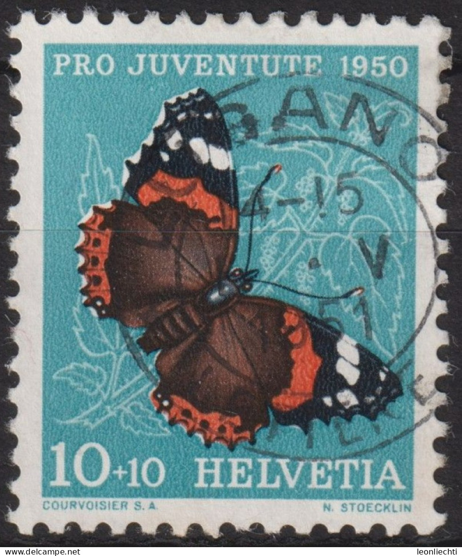 1950 Schweiz Pro Juventute °Zum:CH J134,Yt:CH 503, Mi:CH 551, Admiral, Schmetterling - Butterflies