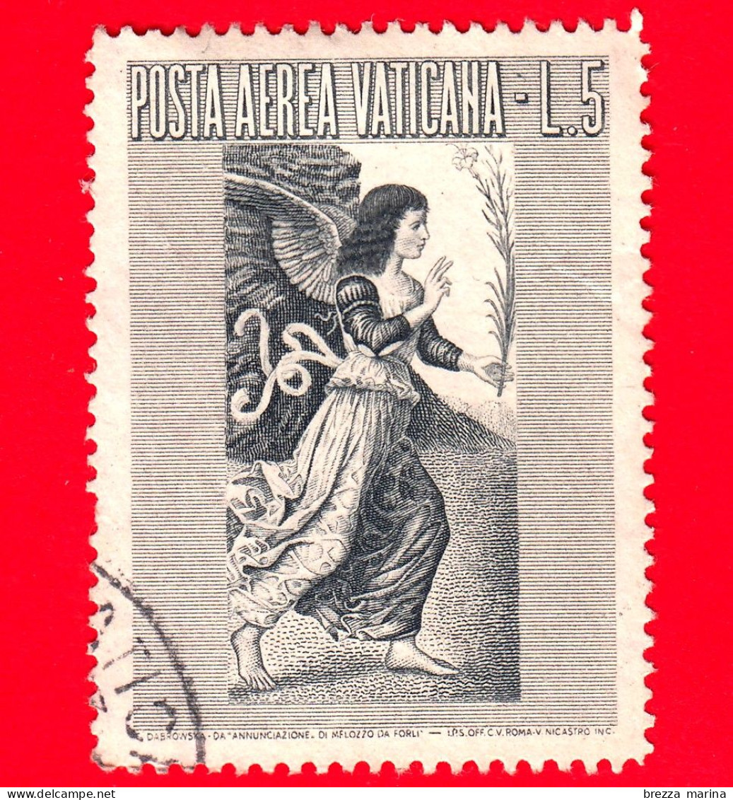 VATICANO - Usato - 1956 - 1956 - Arcangelo Gabriele - POSTA AEREA - Arcangelo Gabriele, Dipinto Di Melozzo Da Forlì - 5 - Poste Aérienne