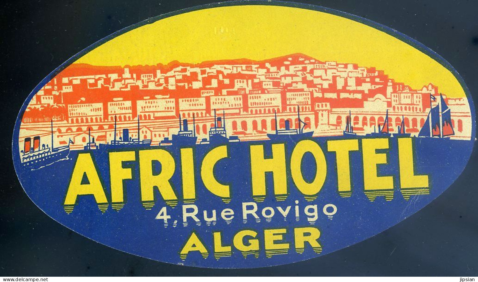 étiquette De Bagage Afric Hôtel 4 Rue Rovigo Alger STEP192 - Publicités