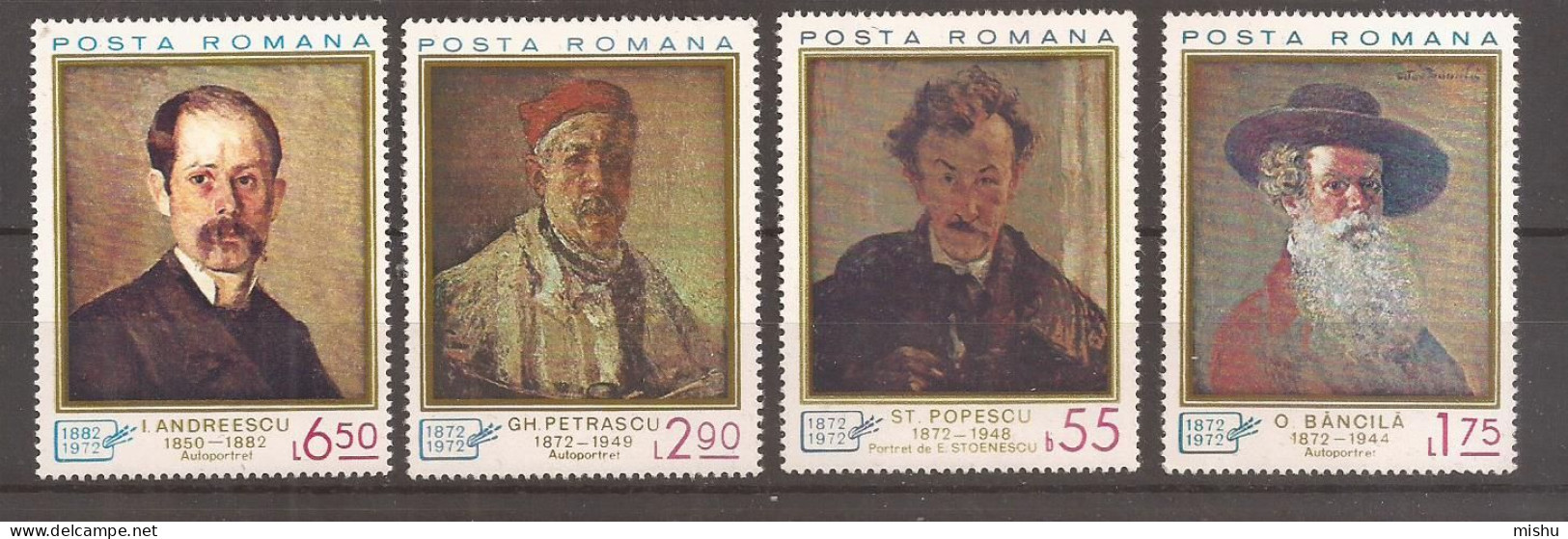 Romania- 1972, ANIVERSARI PICTORI, SERIE, Nestampilat - Ongebruikt