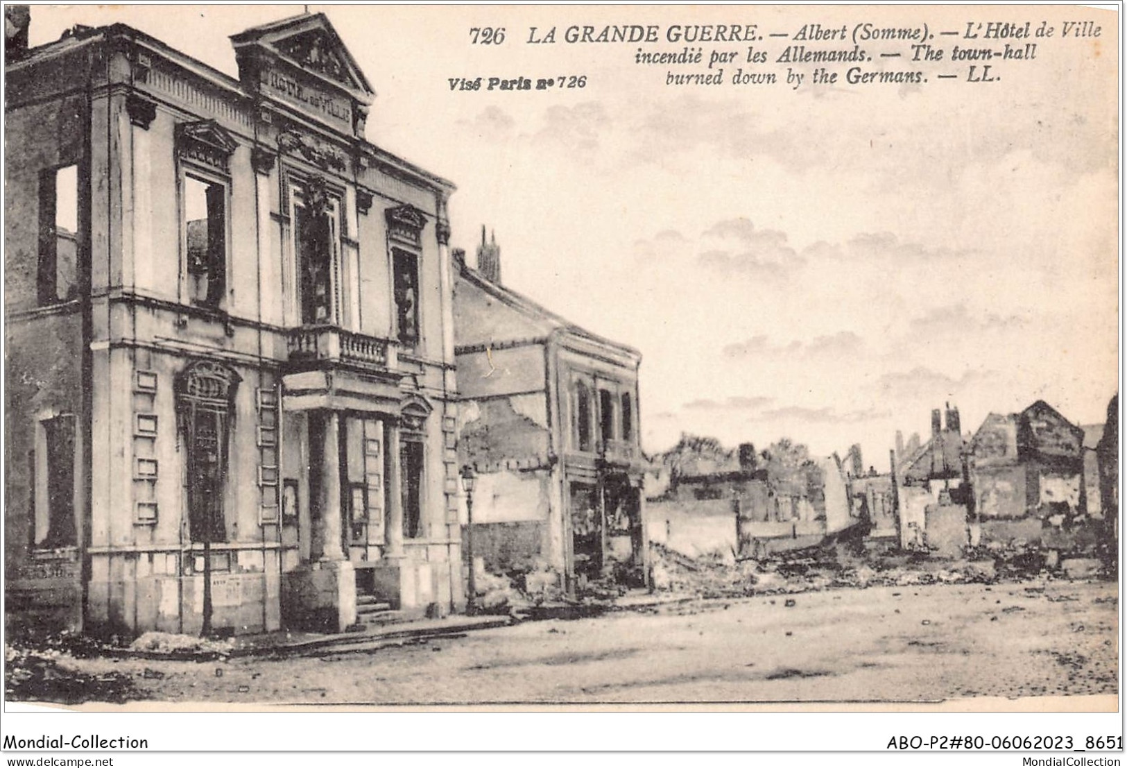 ABOP2-80-0151 - La Grande Guerre - ALBERT - L'Hôtel De Ville Incendié Par Les Allemands - Albert