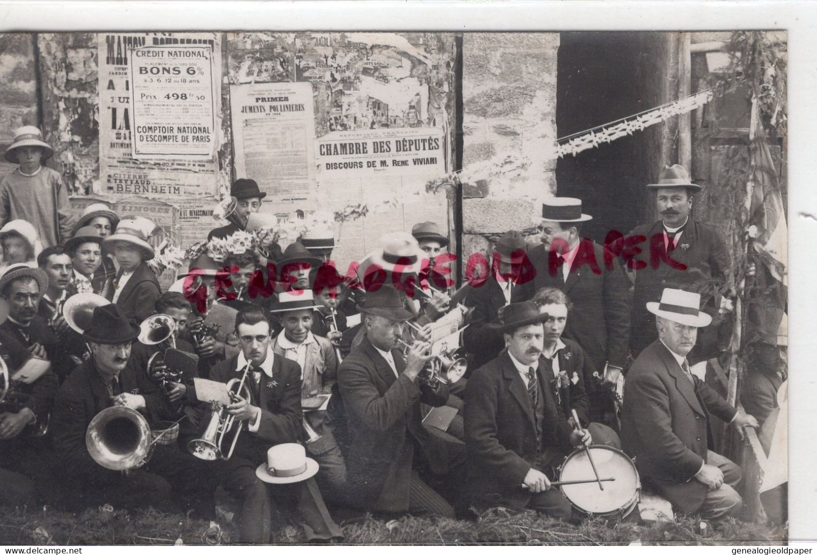 87- ST SAINT PRIEST TAURION - FRAIRIE DU 16 AVRIL 1922- FANFARE  LA LYRE- RENE VIVIANI-   -RARE CARTE PHOTO BOUDEAU - Saint Priest Taurion