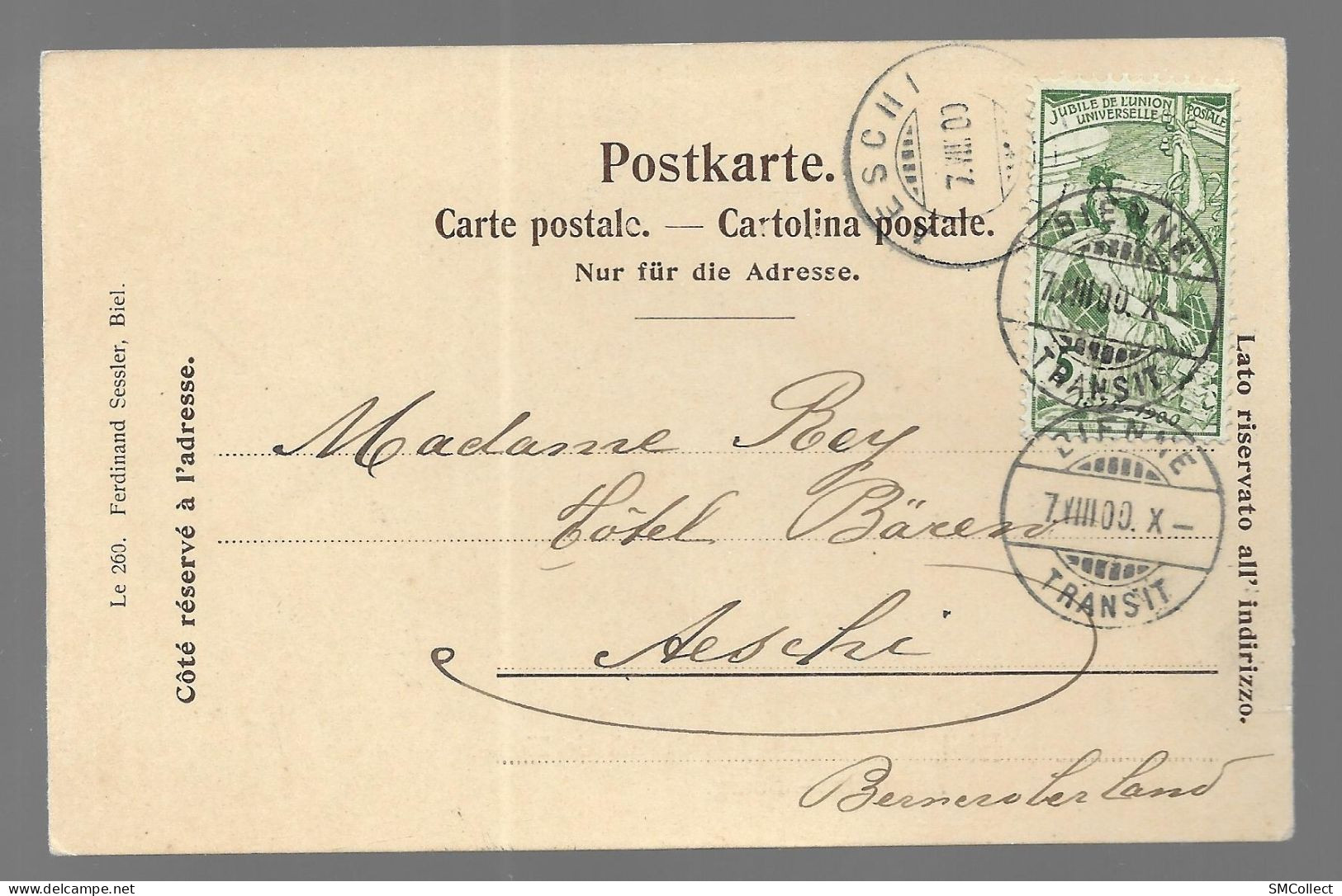 Souvenir De Bienne. Bourg. Timbre Du Jubilé De L'union Postale Universelle. Circulée En 1900 Bienne Vers Aeschi (9916) - Bienne