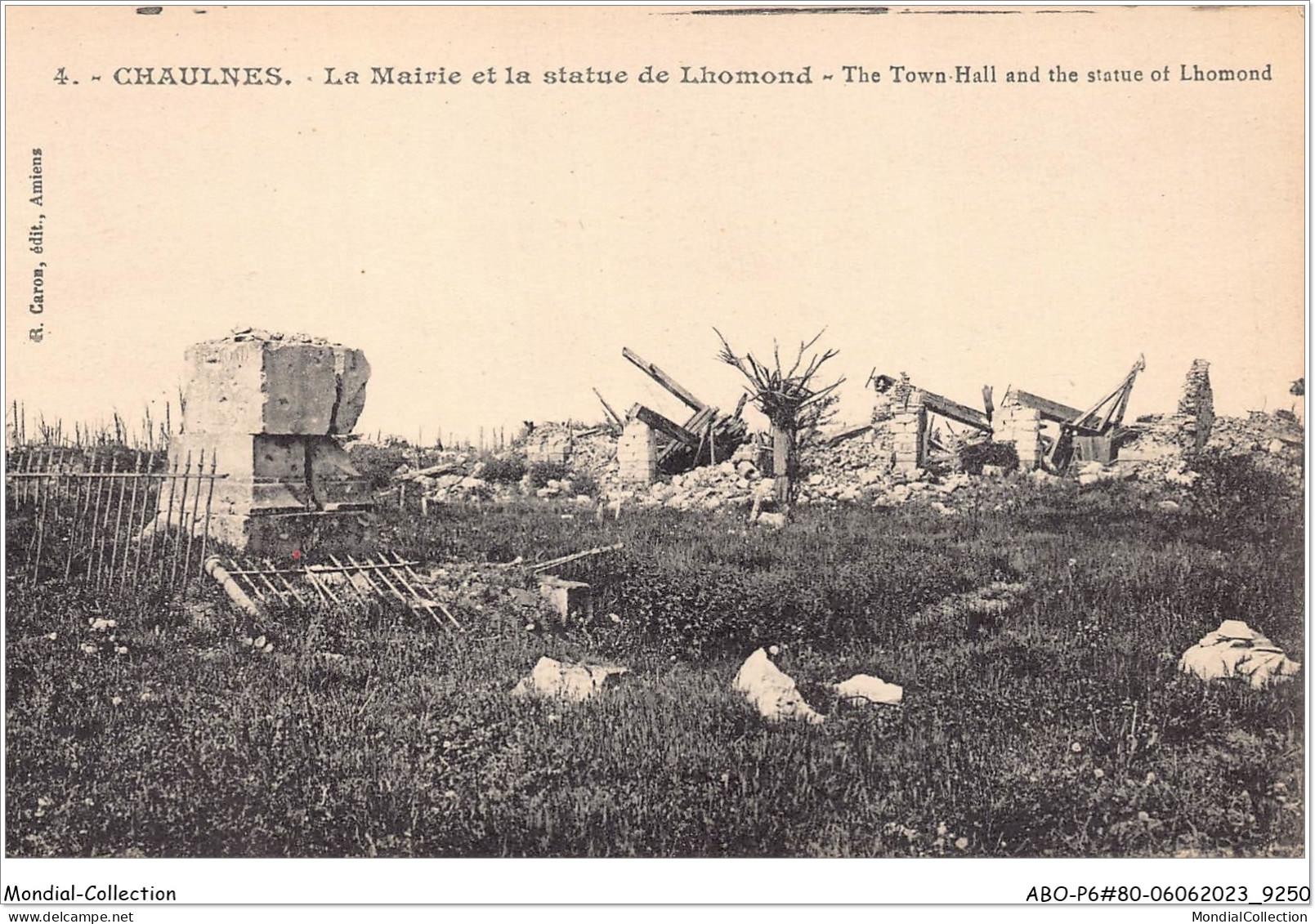 ABOP6-80-0450 - CHAULNES - La Mairie Et La Statue De Lhomond - Chaulnes