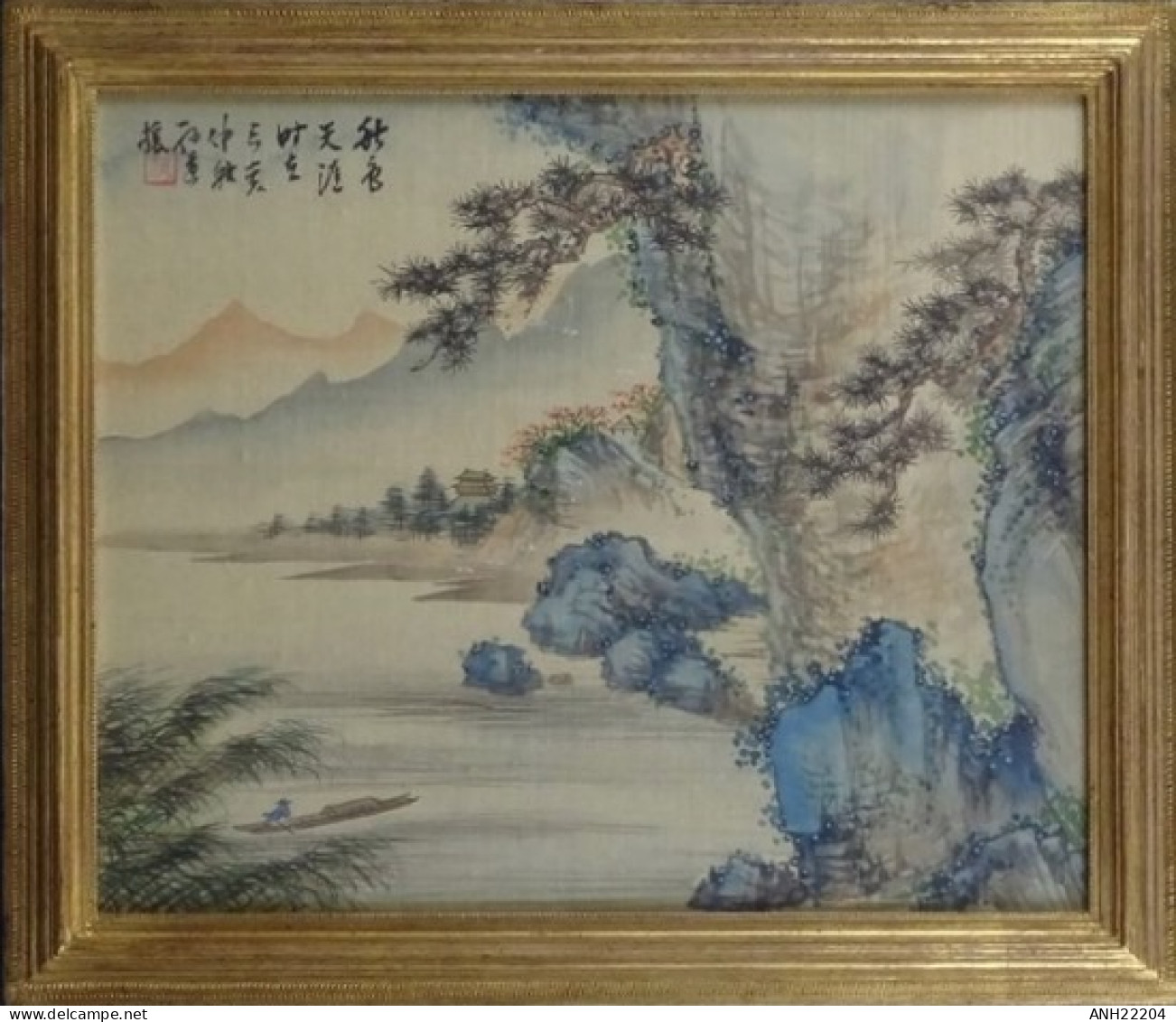 Magnifique Estampe - Peinture Sur Soie - Paysage - Signée - Chine, 19ème Siècle. - Art Asiatique