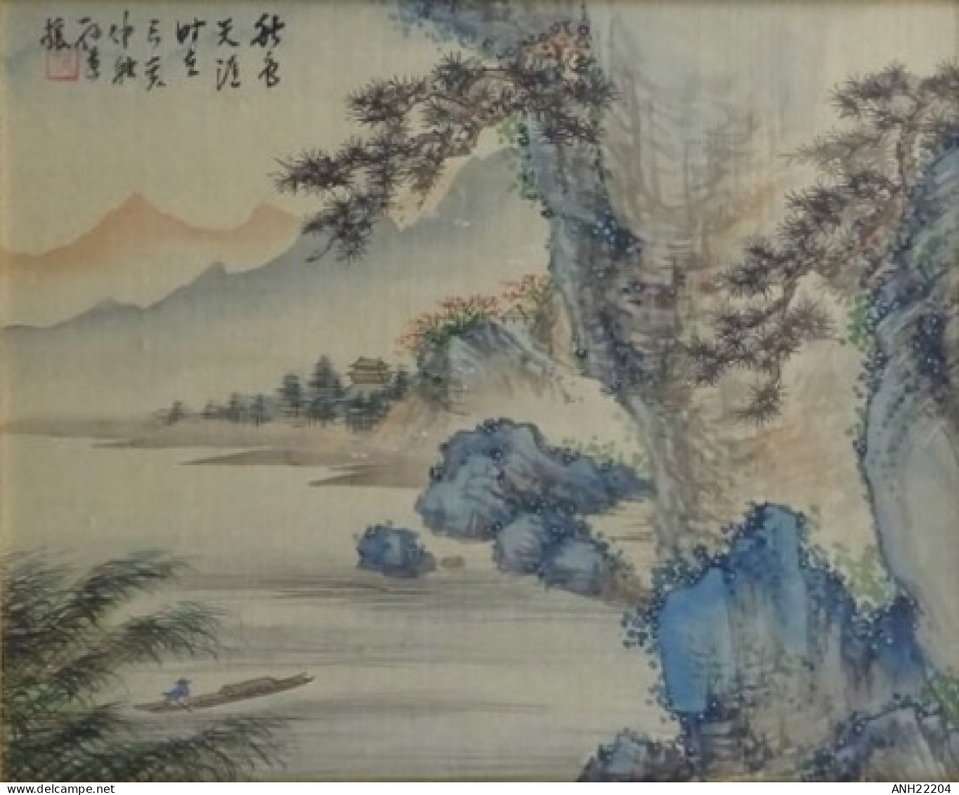 Magnifique Estampe - Peinture Sur Soie - Paysage - Signée - Chine, 19ème Siècle. - Art Asiatique