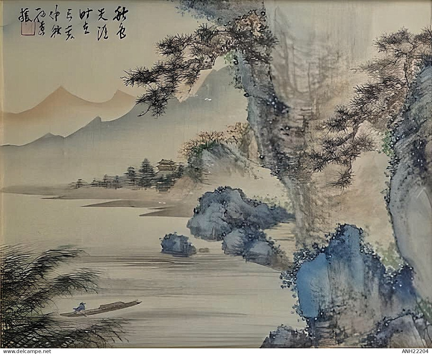 Magnifique Peinture sur soie - Paysage - Signée - Chine, 19ème siècle.