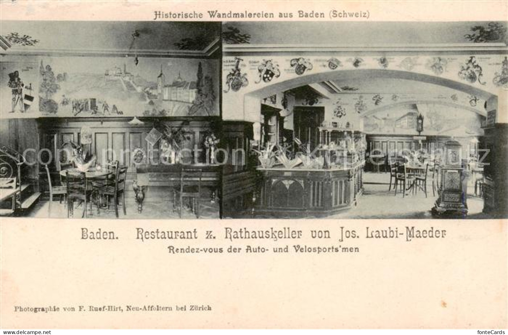 13792910 Baden  AG Restaurant Z. Rathauskeller Innenansichten M. Hist. Wandmaler - Autres & Non Classés