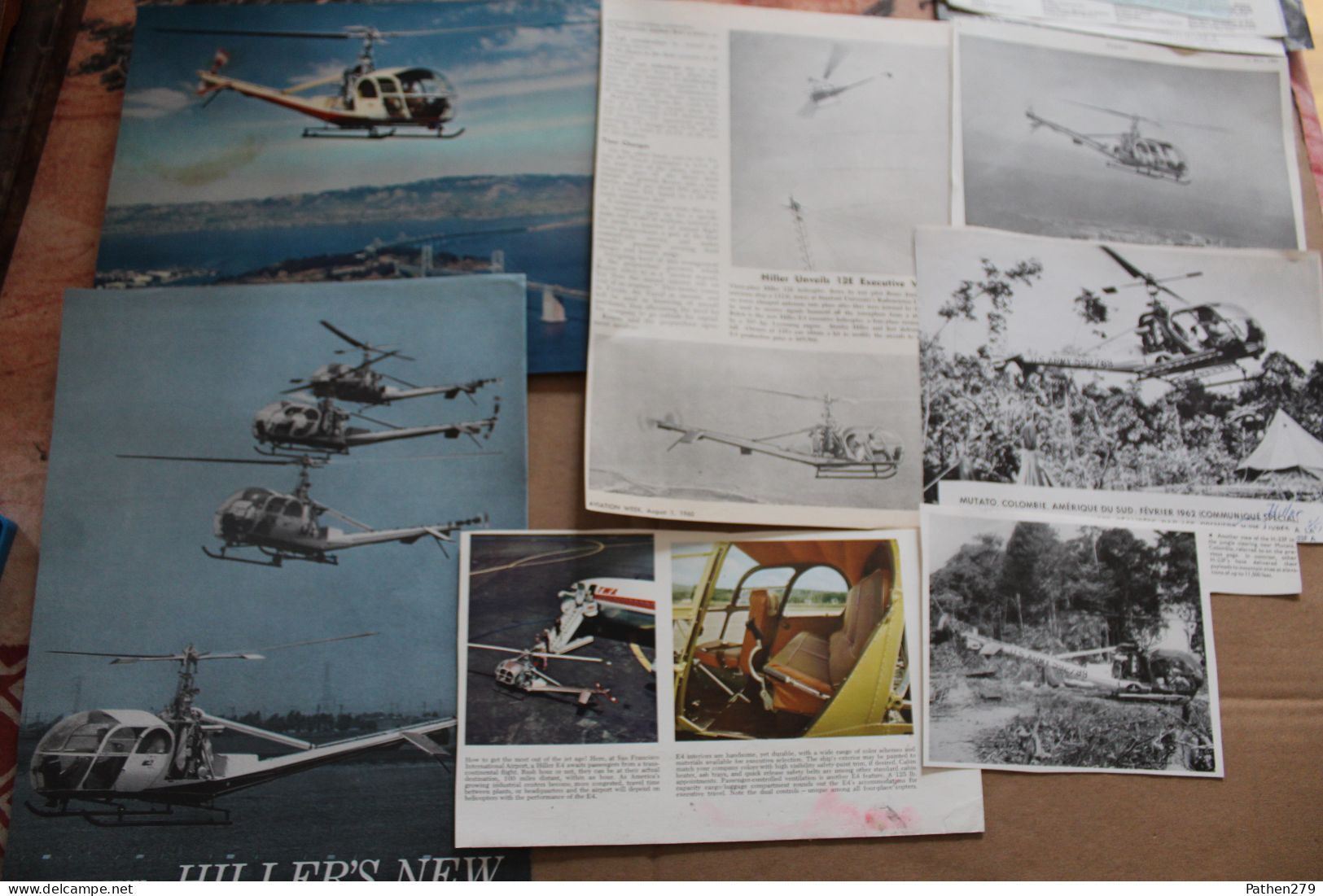 Lot De 70g D'anciennes Coupures De Presse De L'hélicoptère Américain Hiller E-4 - Aviation