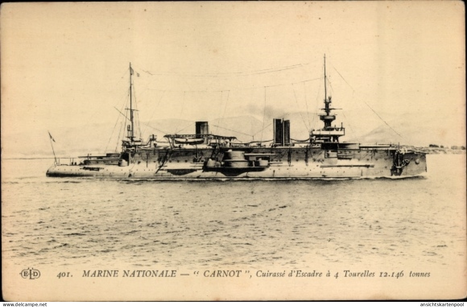 CPA Französisches Kriegsschiff, Carnot, Cuirase D'Escadre - Autres & Non Classés