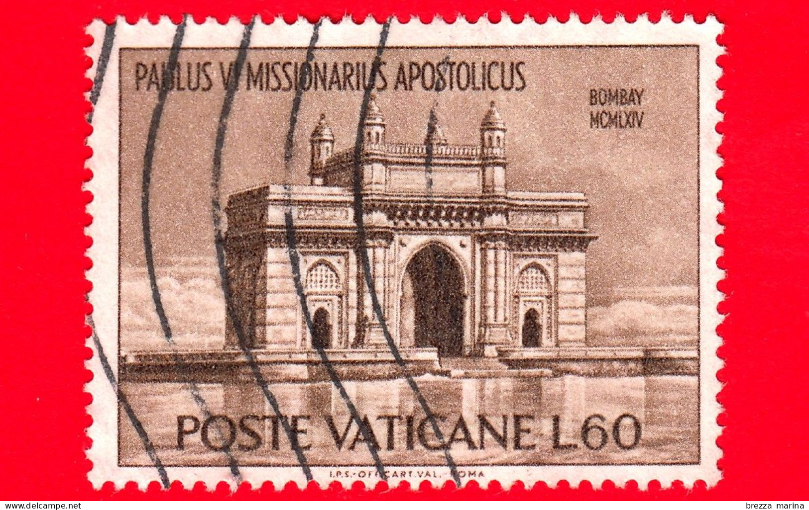 VATICANO  - Usato - 1964 - Viaggi Di Paolo VI In India - Porta Dell'India - Bombay - 60 - Oblitérés