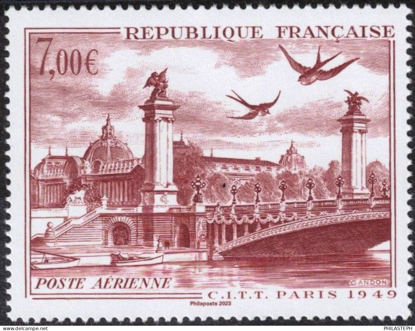 France 2023 -Timbre Issu De L'Affiche POSTE AÉRIENNE Paris Pont Alexandre III « C.I.T.T. PARIS 1949 » - CITT - YT 94A ** - Puentes