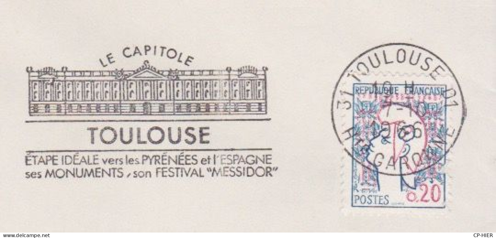 FRANCE - FLAMME TOULOUSE LE CAPITOLE - ETAPE IDEALE VERS LES PYRENEES ET L'ESPAGNE - TIMBRE MARIANE - Mechanical Postmarks (Advertisement)