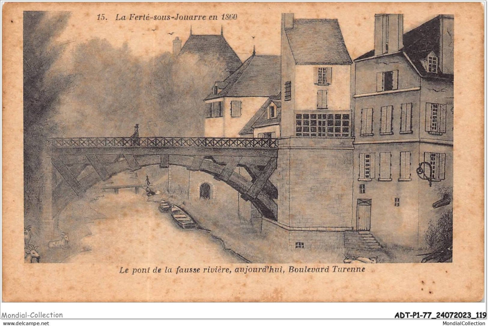 ADTP1-77-0061 - LA FERTE-SOUS-JOUARRE En 1860 - Le Pont De La Fausse Rivière - Aujourdhui Boulevard Turenne  - La Ferte Sous Jouarre
