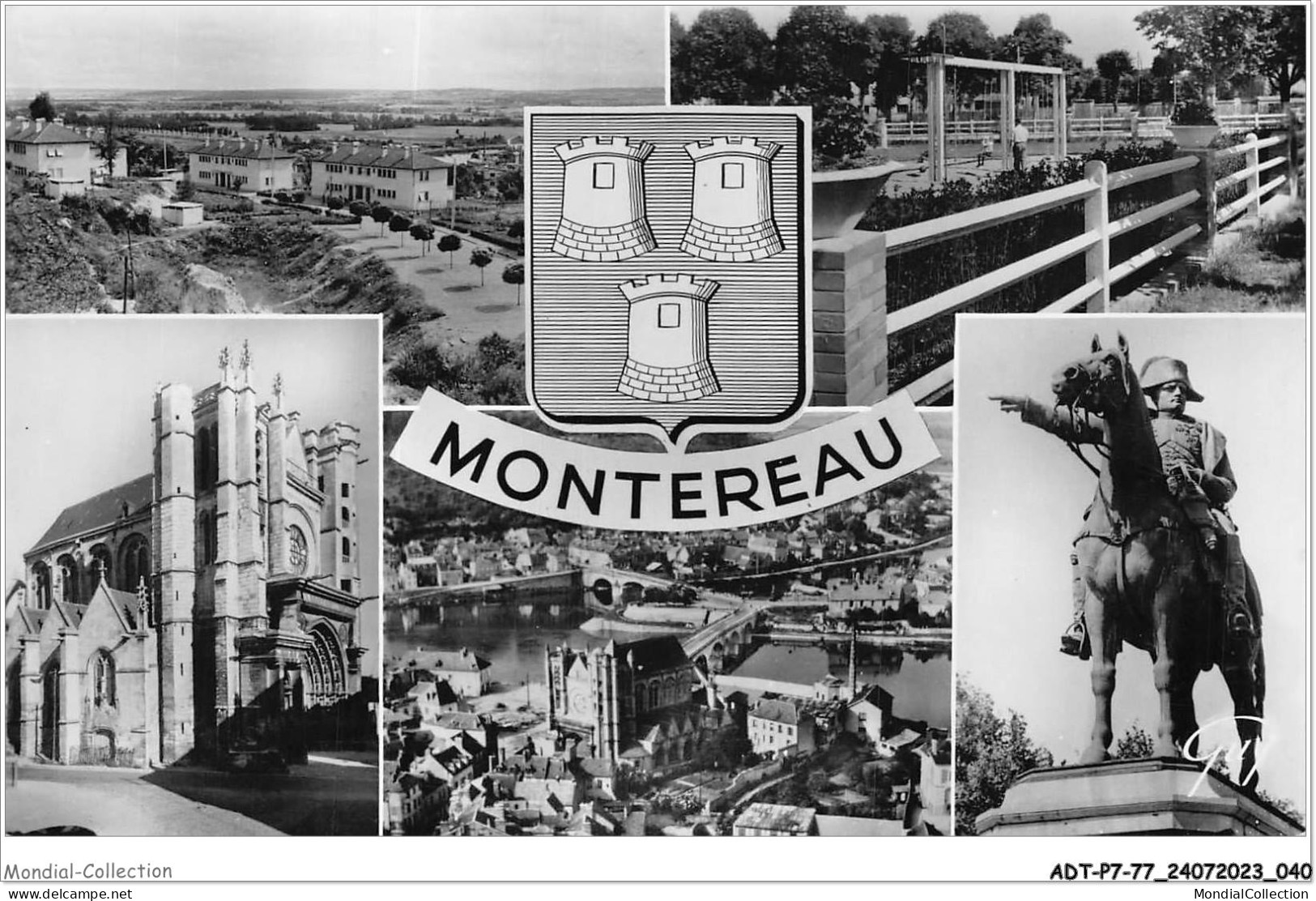 ADTP7-77-0581 - MONTEREAU - Les Grandes Berges - Les Noues Jardins D'enfants - L'église Notre-dame  - Montereau