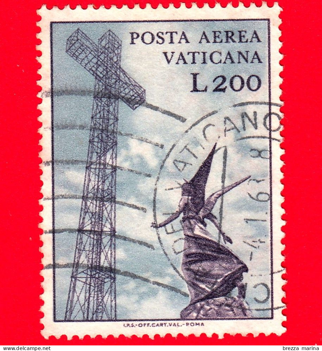 VATICANO - Usato - 1967 - Soggetti Vari - Tipo POSTA AEREA - Antenna E Statua Dell'arcangelo Gabriele - 200 - Luchtpost