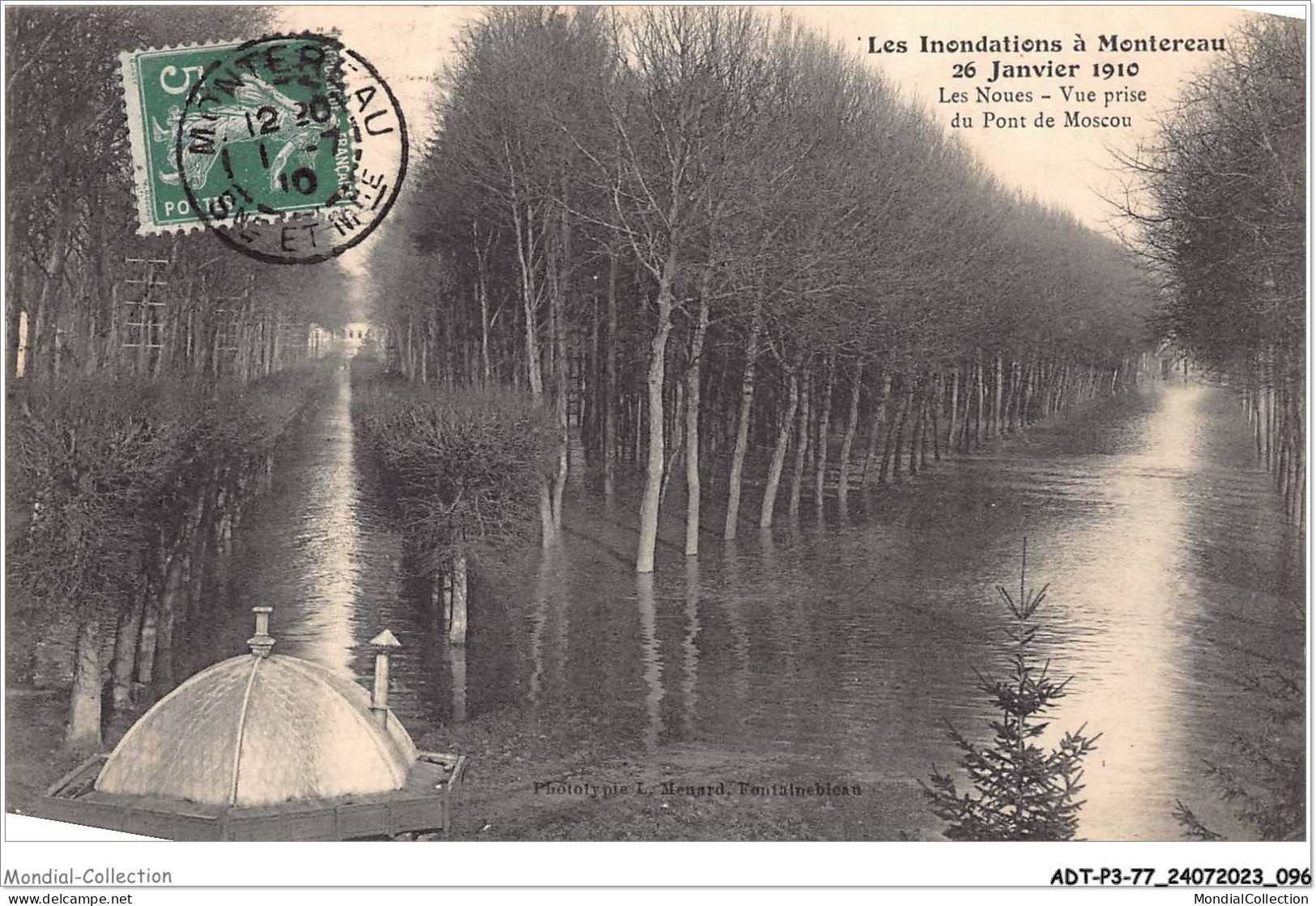 ADTP3-77-0239 - Les Inondations à MONTEREAU 26 Janvier 1910 - Les Noues - Vue Prise Du Pont De Moscou  - Montereau
