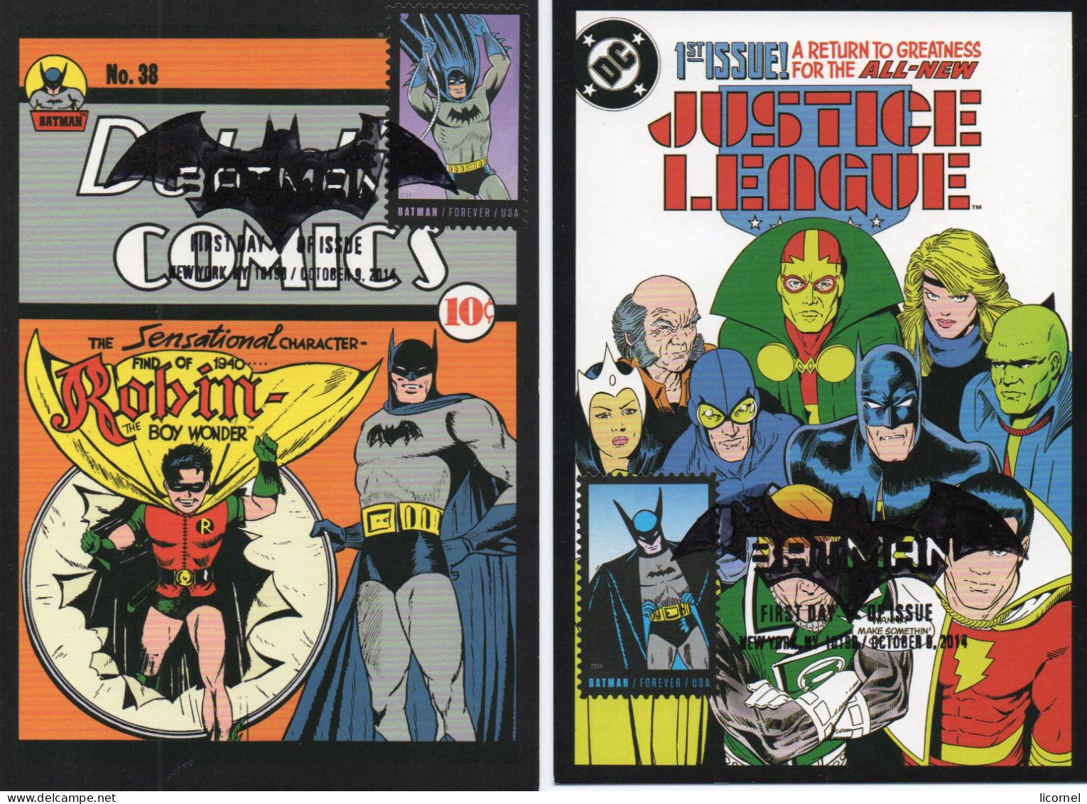 E U : Carte Maxi  2014 Premier Jour :  BATMAN  (lot De 2 Cartes) - Cartes-Maximum (CM)