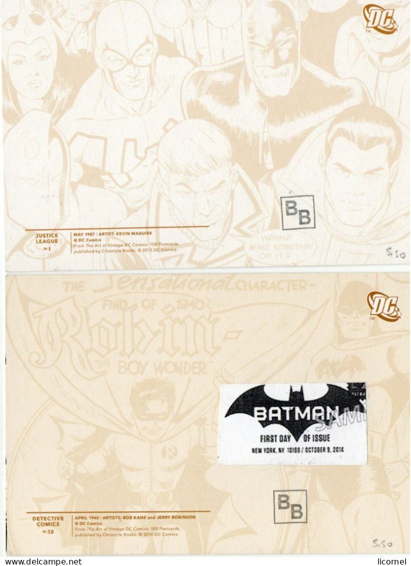 E U : Carte Maxi  2014 Premier Jour :  BATMAN  (lot De 2 Cartes) - Maximumkarten (MC)