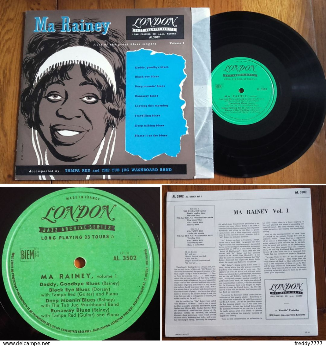 RARE English LP 33t RPM 25cm BIEM (10") MA RAINEY «First Of The Great Blues Singers Volume 1» JAZZ (1954) - Jazz