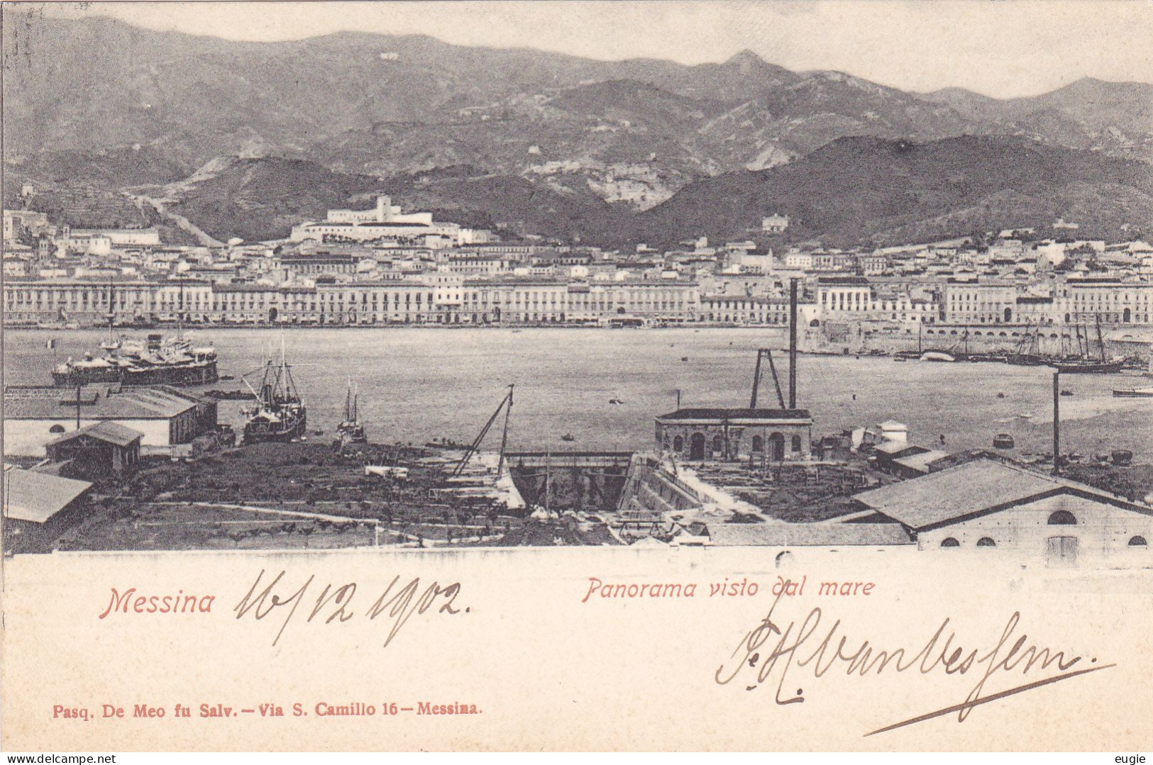 3358/ Messina, Panorama Visto Dal Mare 1902 - Messina