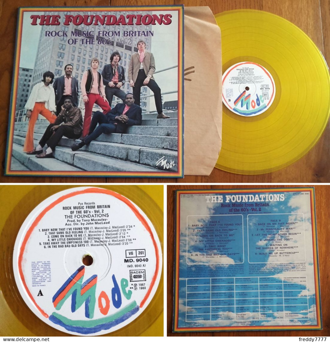 RARE French LP 33t RPM (12") THE FOUNDATIONS «Rock Music From Britain Of The 60's» (Limited Yellow, 1979) - Verzameluitgaven