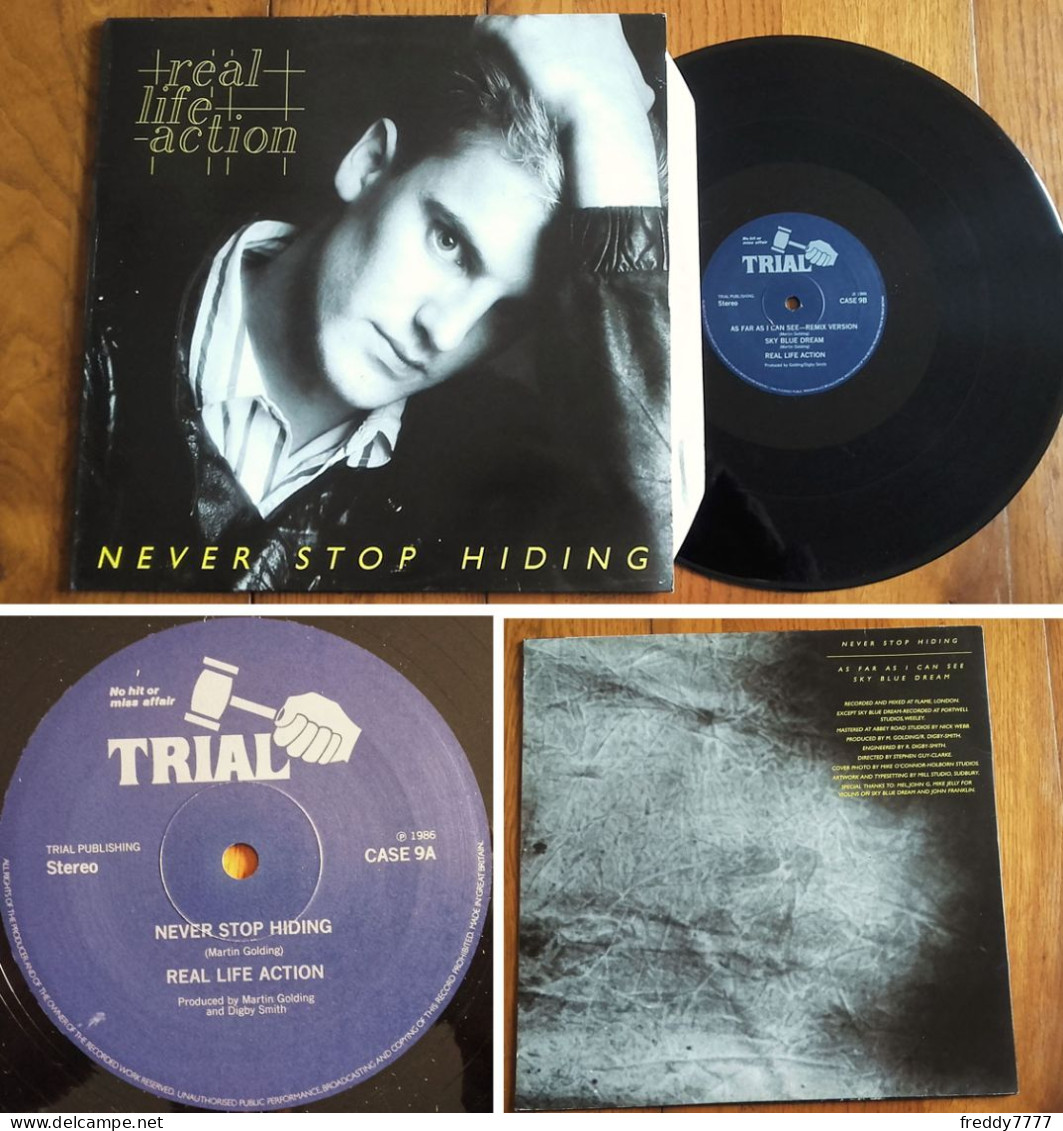 RARE U.K Maxi 45t RPM (12") REAL LIFE ACTION «Never Stop Hiding» +2 (1986) - 45 G - Maxi-Single