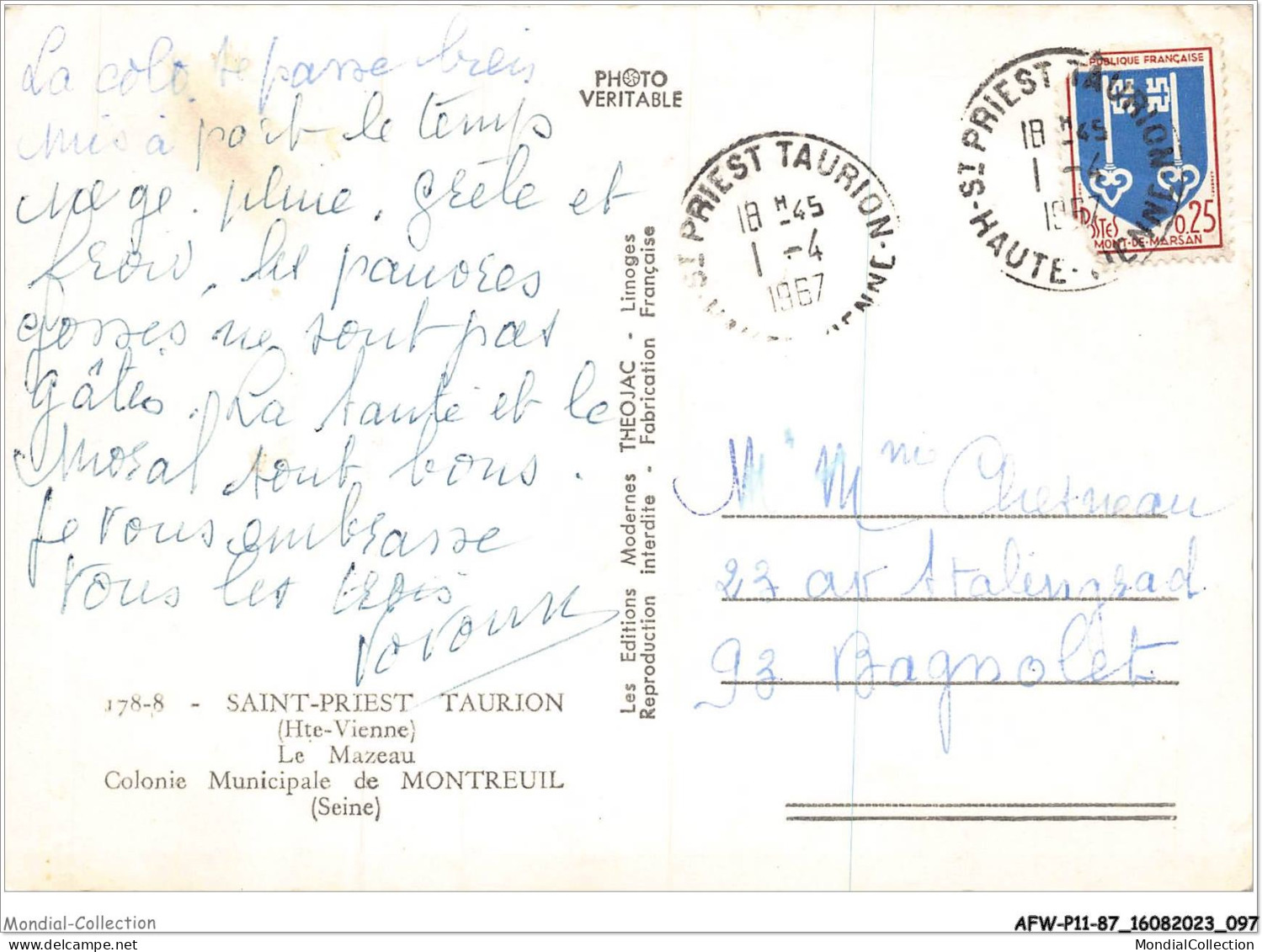 AFWP11-87-1102 - SAINT-PRIEST TAURION - Haute-vienne - Le Mazeau - Colonie Municipale De MONTREUIL - Seine - Saint Priest Taurion