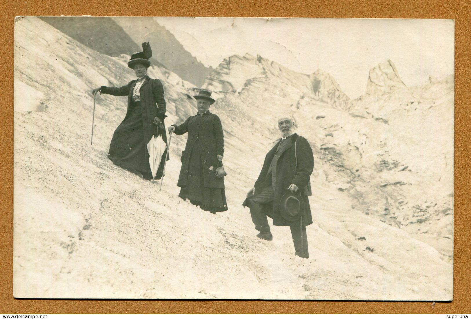 CHAMONIX  (74) : " LA MER DE GLACE "  Carte Photo 1911 - Chamonix-Mont-Blanc