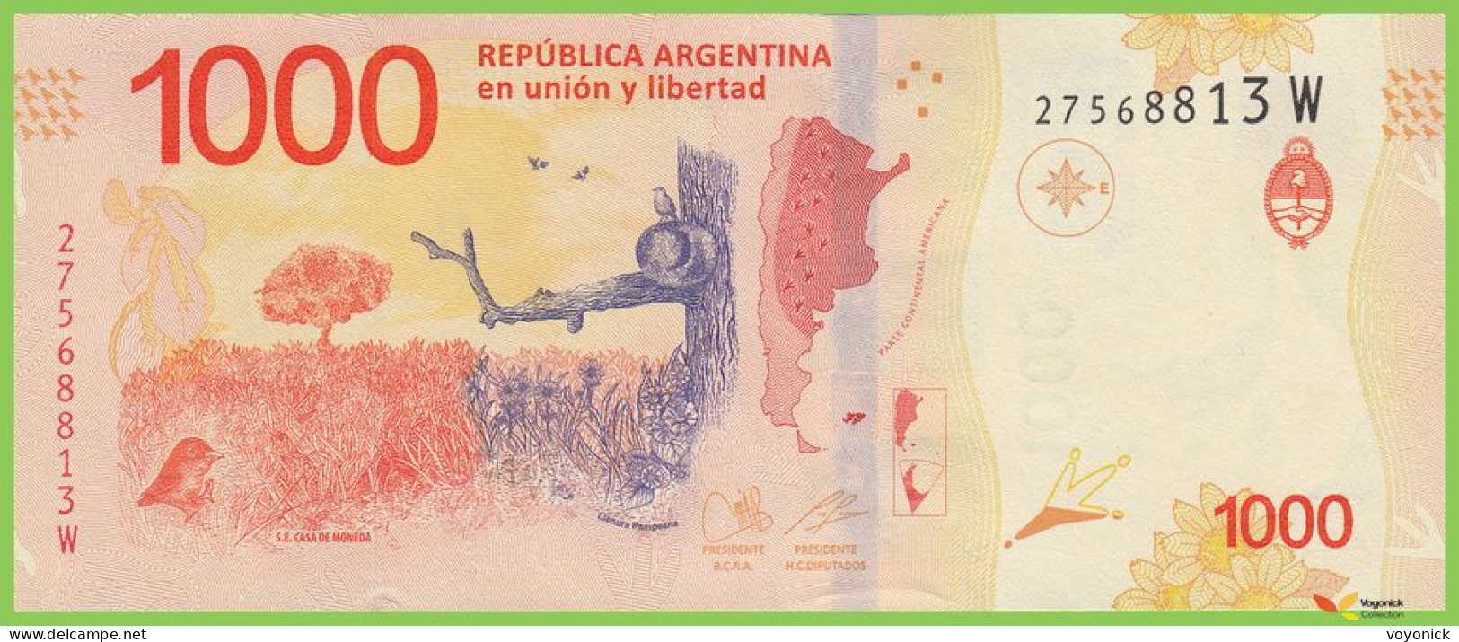 Voyo ARGENTINA 1000 Pesos ND(2021) P366e B422e W UNC - Argentina