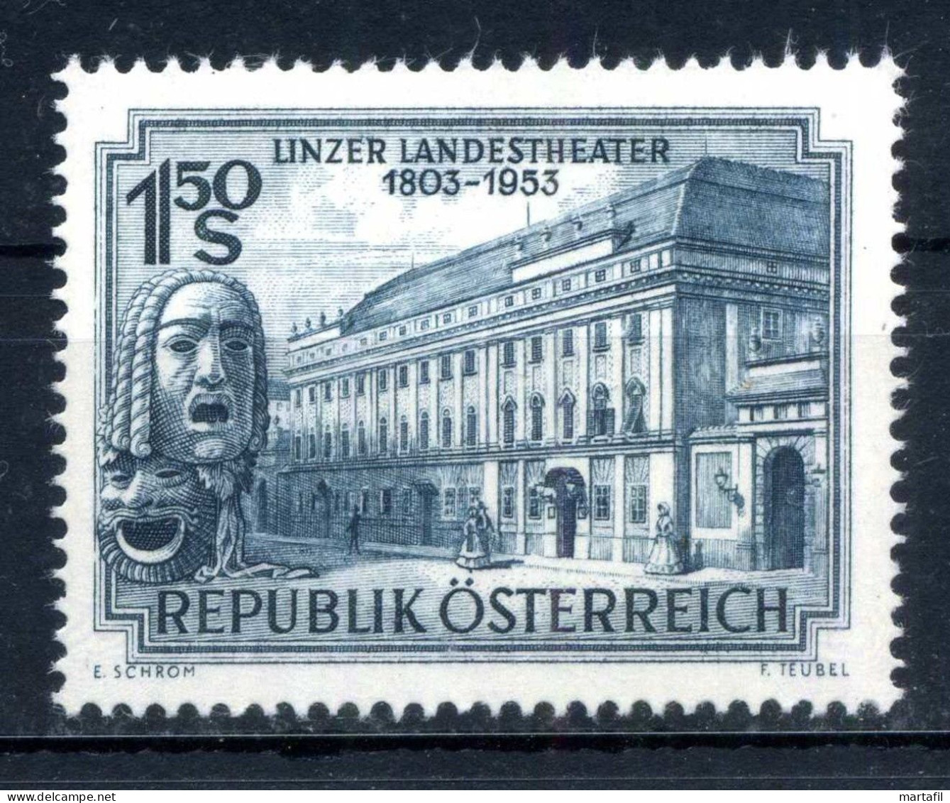 1953 AUSTRIA SET MNH ** 821 150° Ann. Teatro Di Linz - Neufs